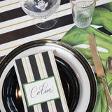 Black & Gold Awning Stripe Guest Napkins || Set of 16