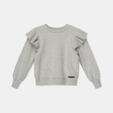 Organic Knit Ruffle Sweater || Light Grey