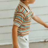Short Sleeve Polo || Dune Stripe