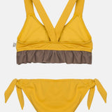 UV Frill Two-Piece Swimsuit || Yellow & Taupe