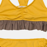UV Frill Two-Piece Swimsuit || Yellow & Taupe