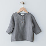 The Muslin Henley || Lead Gray