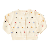 Maude Cardigan | Cream With Multi Poms