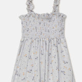 Muslin Floral Dress || Soft Grey