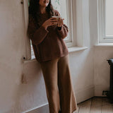 Women's Wide Leg Knit Trouser || Mocha