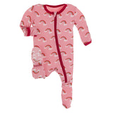 Zip Footie || Strawberry Rainbows