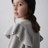 Organic Knit Ruffle Sweater || Light Grey