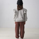 Organic Knit Ruffle Sweater || Light Grey