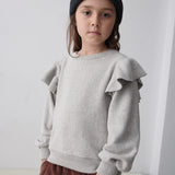 Organic Knit Ruffle Sweater || Light Grey