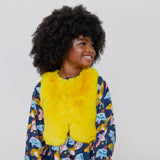 Girls Fiona Fur Vest || Yellow Fur