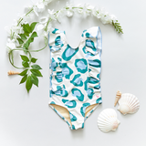 Girls Katniss Swimsuit || Sage Leopard