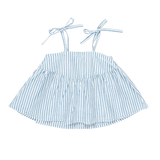 Girls Stella Top || Blue Skinny Stripe