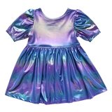 Girls Laurie Dress || Iridescent Blue