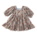 Leena Dress || Faded Blue Vine Floral