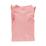 Organic Ruffle Rib Tank || Apricot