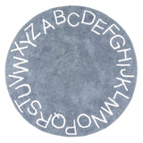 Washable Round Alphabet Area Rug ||  Blue