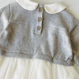 Baby Girls Peter Pan Sweater & Tutu Dress || Grey Heather