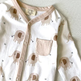 Elephant Pocket & Button Organic Baby Jumpsuit