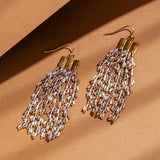 Cascade Fringe Earrings || White