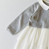 Baby Girls Peter Pan Sweater & Tutu Dress || Grey Heather