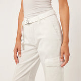 Zoie Wide Leg Relaxed Jean || White Cargo
