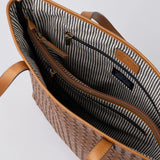 Georgia Tote || Cognac Woven Classic Leather