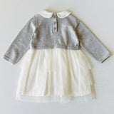 Baby Girls Peter Pan Sweater & Tutu Dress || Grey Heather