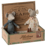 Grandma & Grandpa Mice in Cigar Box