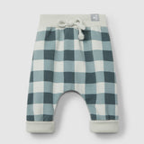 Plaid Pull-Up Pants || Petrol Blue