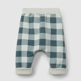 Plaid Pull-Up Pants || Petrol Blue