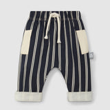 Striped Pull Up Pants || Navy Blue