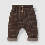 Plaid Pull Up Pants || Brown