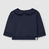 Plush Sweatshirt with Ruffled Collar || Navy Blue