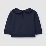 Plush Sweatshirt with Ruffled Collar || Navy Blue