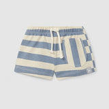 Striped Pull Up Shorts with Pocket || Indigo