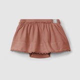 Embroidered Skort with Diaper Cover || Terracotta