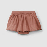 Embroidered Skort with Diaper Cover || Terracotta