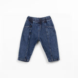 Denim Trousers with Elastic Waistband