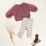 Knitted Fleece Sweater with Collar || Amora