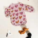 Fleece Jersey Dress || Rose Heart Print
