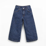 Straight Leg Denim Trousers with Pockets