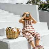Sleeveless Striped Jumpsuit || Terracota