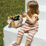 Sleeveless Striped Jumpsuit || Terracota