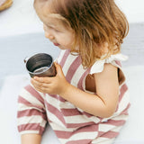 Sleeveless Striped Jumpsuit || Terracota