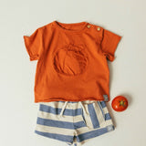 Striped Pull Up Shorts with Pocket || Indigo