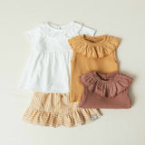 Sleeveless Top with Embroidered Ruffled Collar || Terracotta
