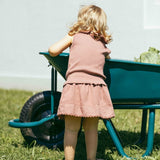 Embroidered Skort with Diaper Cover || Terracotta