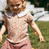 Embroidered Skort with Diaper Cover || Terracotta