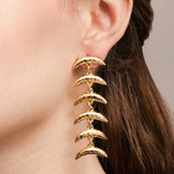 Cascading Crescent Drop Earrings || Gold