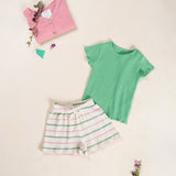 Girls Jersey Shorts || Striped